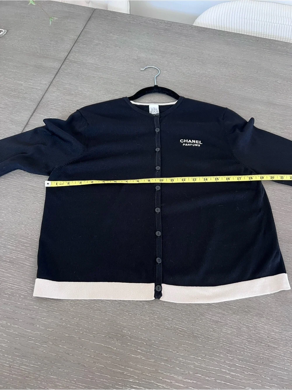 CHANEL Black Cardigan Jacket with Cream Trim